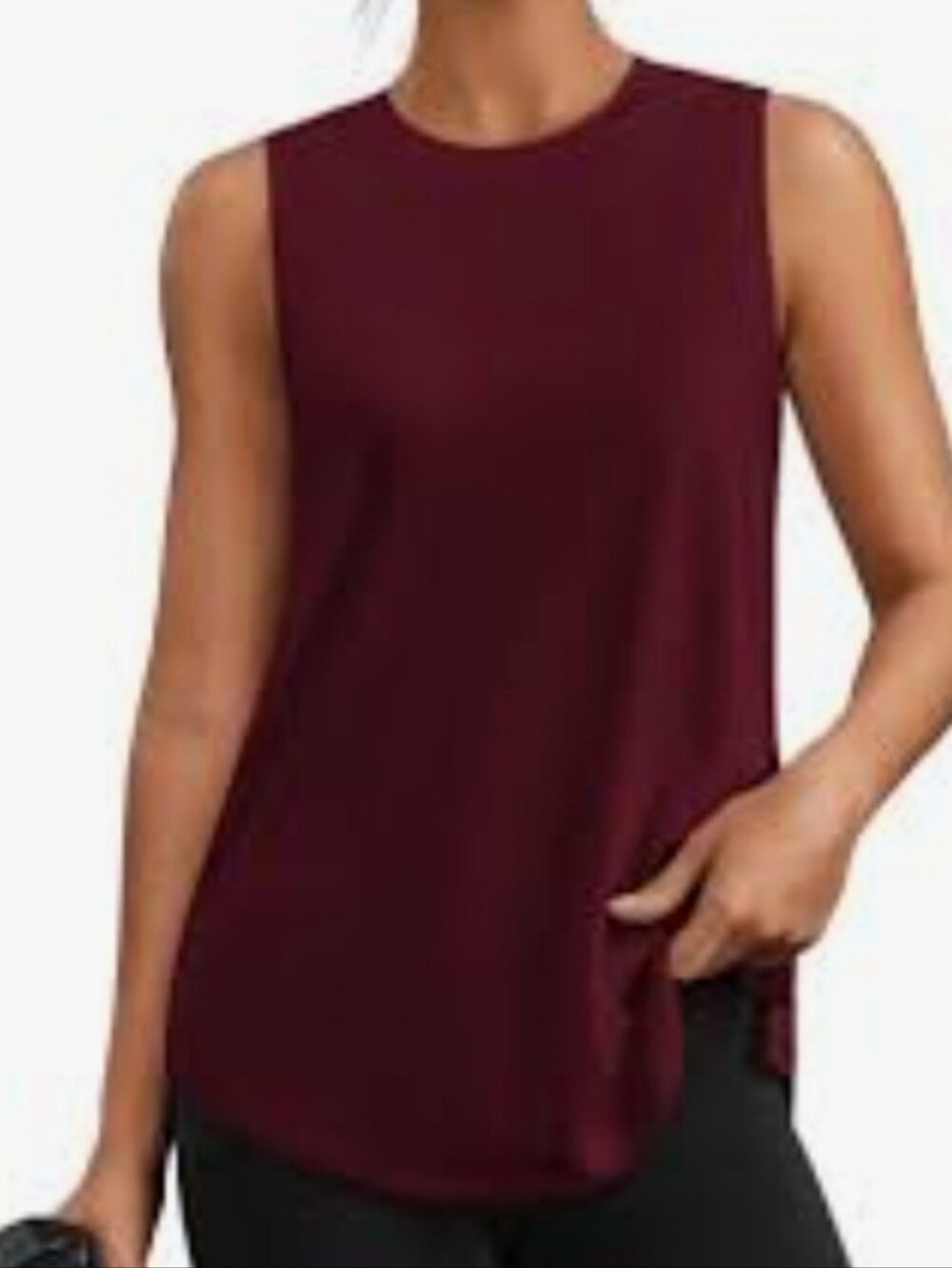 Cut Loose Top, Size S, Wine Satin Tank, Wide Strap, Hem Vents